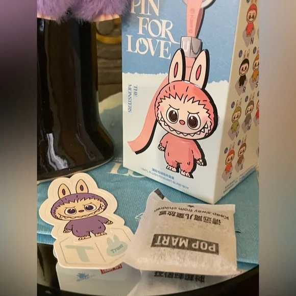 POP MART “T” Letter LABUBU THE MONSTERS Pin for Love Series Vinyl Plush Pendant - Picture 7 of 14